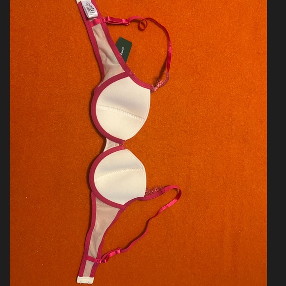 Sevigne Frankie cream and pink appliqué lace balconette bra NWT - Picture 5 of 7